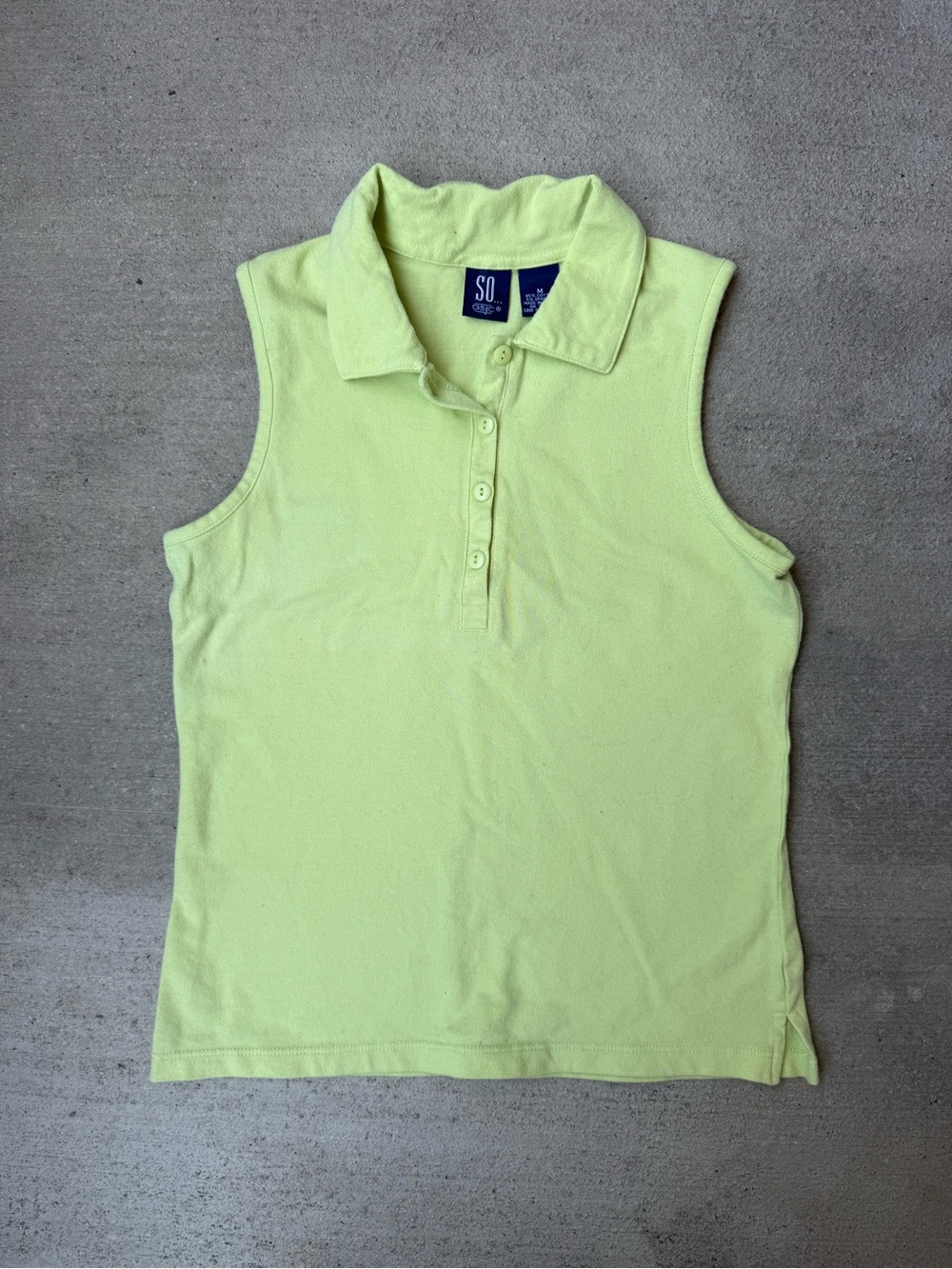 SO Vintage Y2K Sleeveless Polo Tank Top in Light Lime